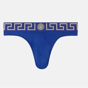 NWT VERSACE GRECA BORDER THONG BLUE SIZE 7